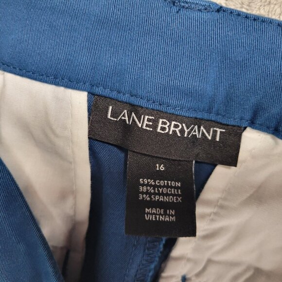 Lane Bryant Womens Pants 16 Capri Blue Zip Fly Lightweight Cotton Blend BLU41E - Picture 8 of 9